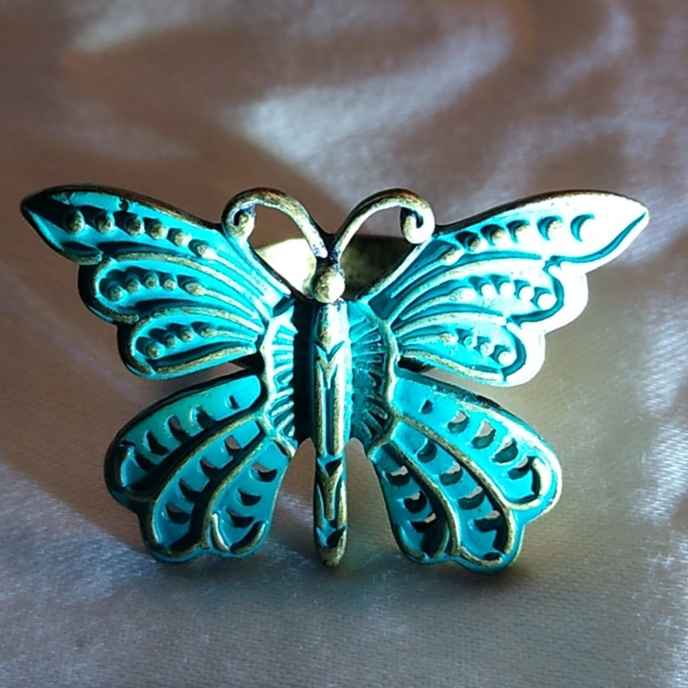 Turquoise Brass 🦋 Butterfly Ring (8)